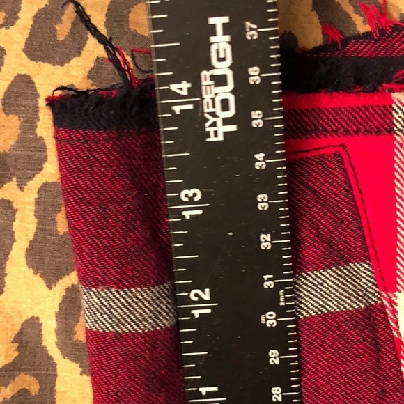 Hommage large Red Flannel Sleeveless Top w/ Faux Leather & Studs - Picture 8 of 14